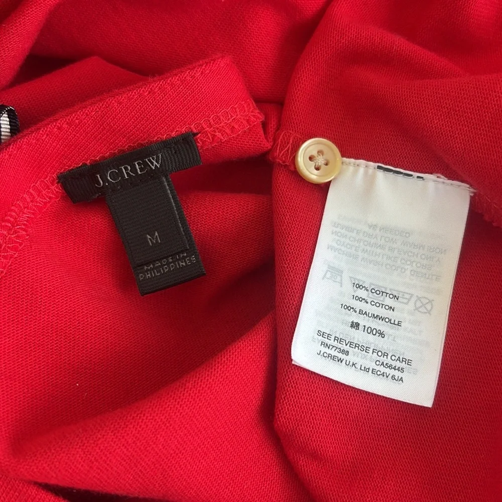 Red J.Crew blouse with a tie-back and poet sleeves - Picture 6 of 6